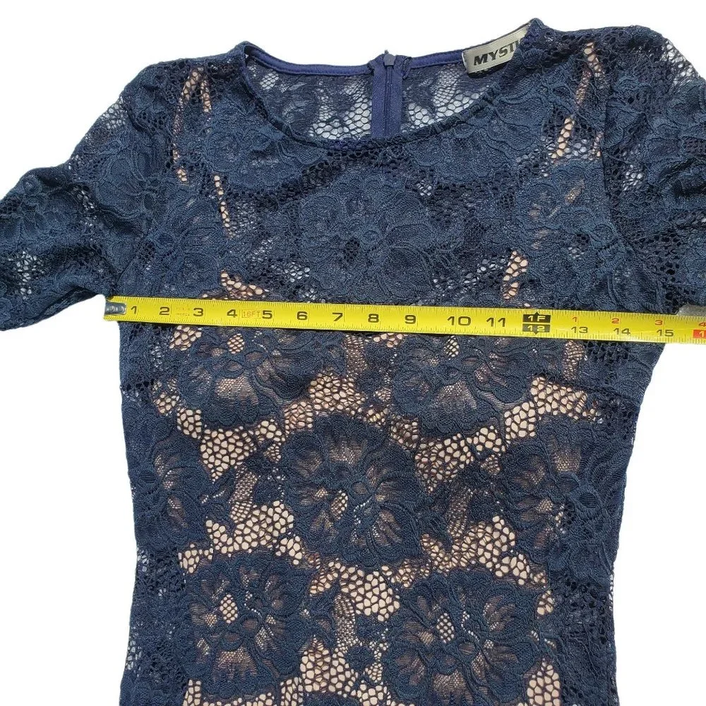 Mystic Navy Lace Mini Bodycon Dress - Picture 6 of 7